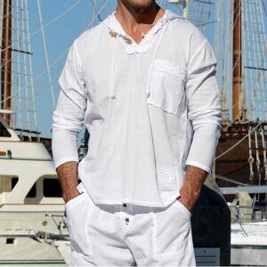 COTTON NATURAL ( XL ) Crisp White TUSCANY Hoodie Vacation Boating